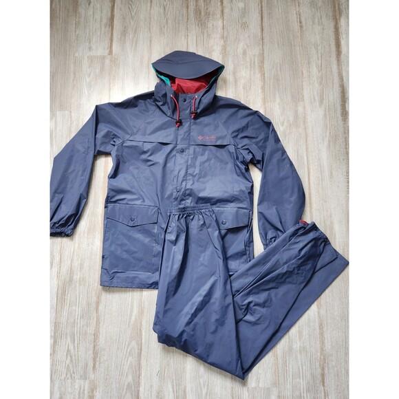 Columbia Other - VTG Columbia Mens PVC Raincoat & Pants Set Blue Lightweight Lined Sz S EUC